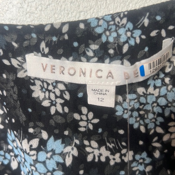 Veronica Beard Floral Amal Dress Silk Navy/Blue asymmetrical midi ruffle career - Picture 5 of 5